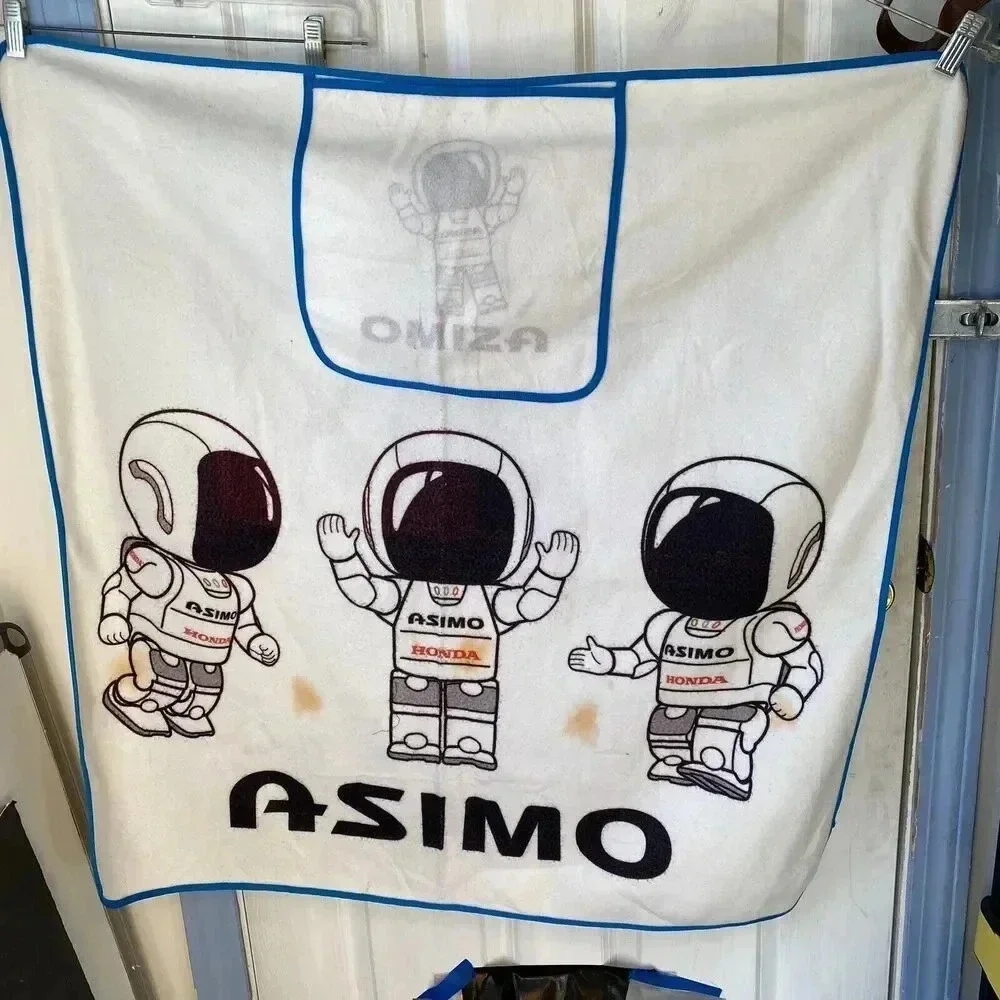 VTG Asimo Honda Flannel Baby Blanket Towel/ Bedding Japan Brand 34x34 White Blue